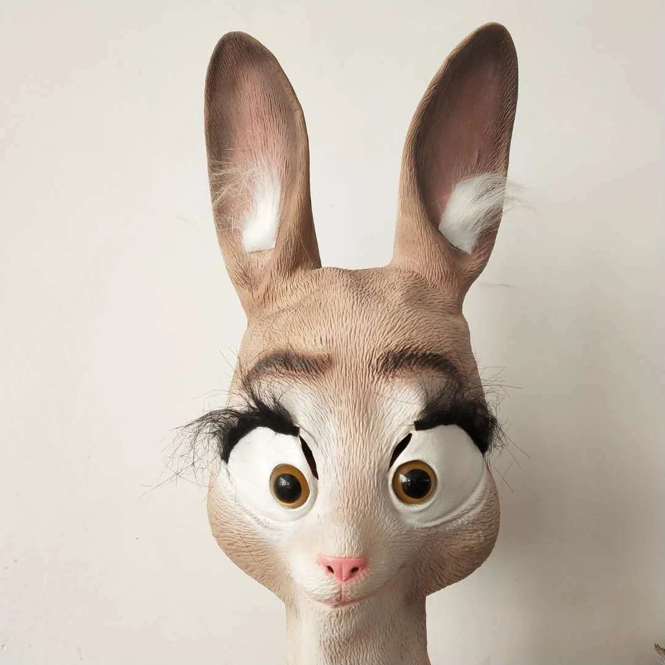 Judy Hopps Mask Rabbit Latex Animal Head Mask Halloween Fancy Dress Up  - Image 2 of 4