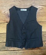 Toddler H M Single Breasted Dress Suit Vest Boys Sz 2-3 Years Black Pinstripe