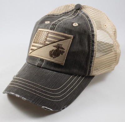 Flag Patch Mesh Hat Brown \u0026 Khaki | eBay