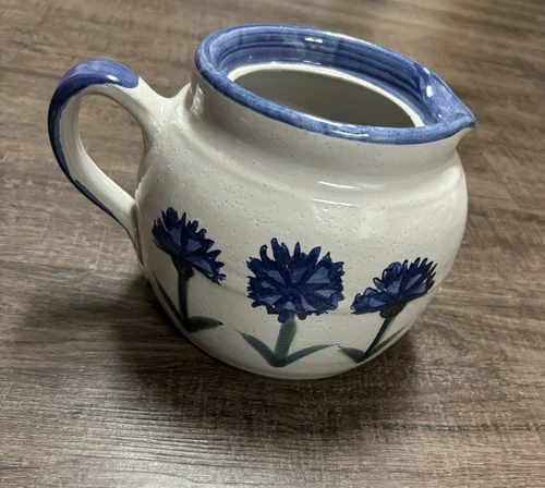 Vintage Louisville Stoneware CO Cornflower Pitcher Kentucky USA 6”