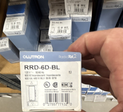 Lutron RRD-6D-BL RadioRA2 Dimmer Wall Switch 120V 800W Incandescent White