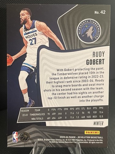 2023-24 Panini Revolution #42 Rudy Gobert Winter - Imagen 2 de 2