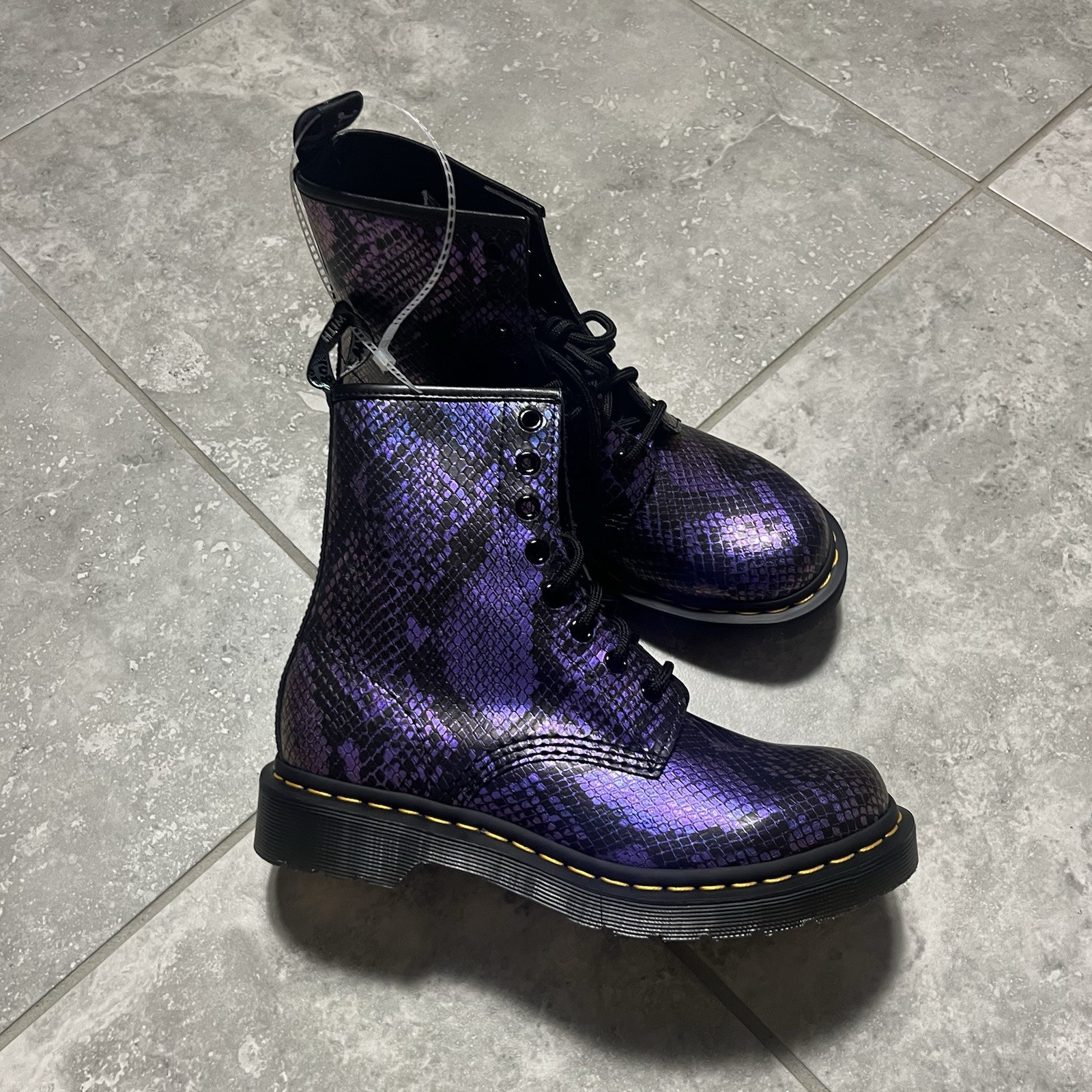 Dr Doc Martens 1460 Snake Emboss Lace Up Leather Boots Punk Goth Womens 7 thumbnail 12