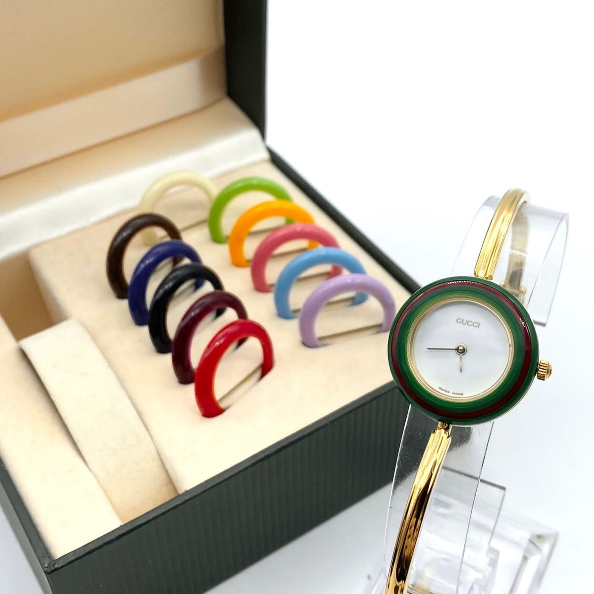 GUCCI Change Bezel Watch 2.5cm Case Gold 16-16.5cm Womens Rare Vintage thumbnail 2