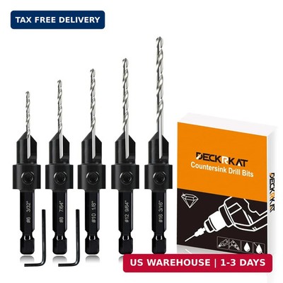5-pc Woodworking Countersink Counterbore Drill Bit Set 3in1 for #6 8 10 12 16 Sc