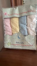 Baby Soft Brushed Flannel Set Of Four Receiving Blankets 100 Cotton