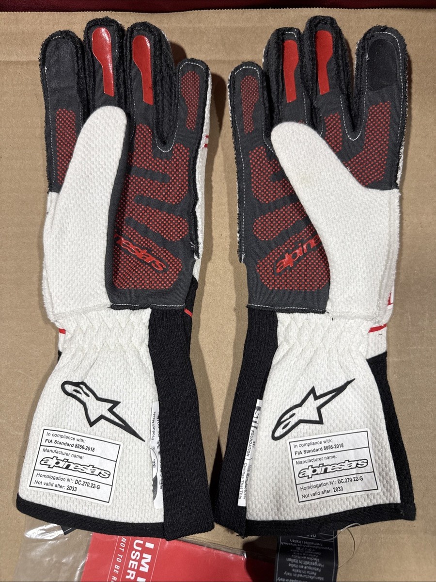 Alpinestars Tech-1 ZX V3 Gloves Black/White/Red Sz XXL 2XL SFI FIA