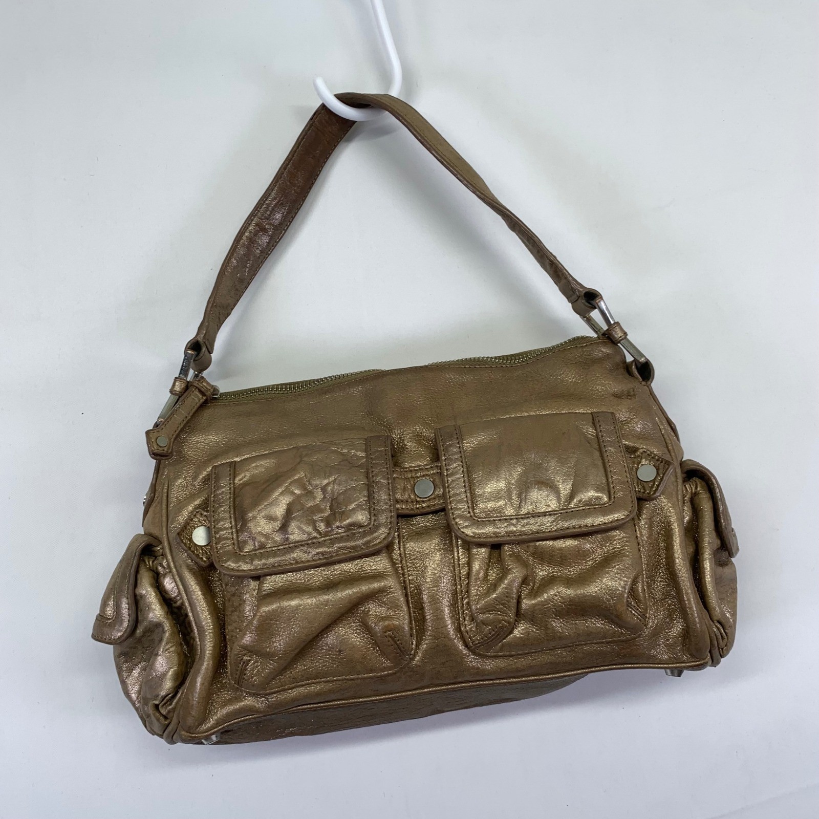 Junior Drake Bronze Metallic Leather Shoulder Bag Pocketbook Purse