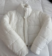 SheIn Womens White Quilted Puffer Jacket Zip ...