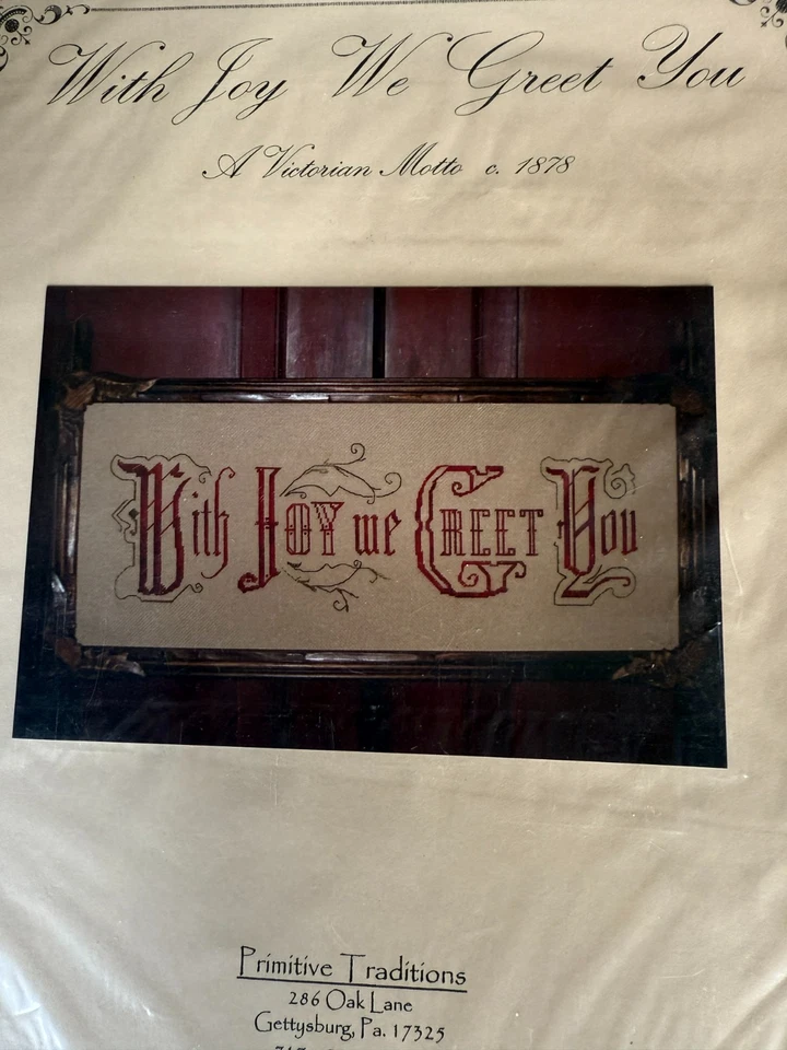 Primitive Traditions With Joy We Greet You Victorian Cross Stitch Pattern NEW - Image 2 of 3