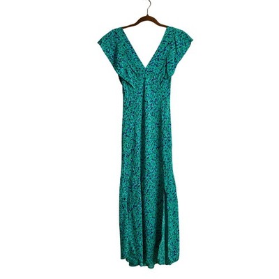 Rails Dina Dress Small Green Speckled V Neck Flutter Sleeve Midi Slit Bohemian