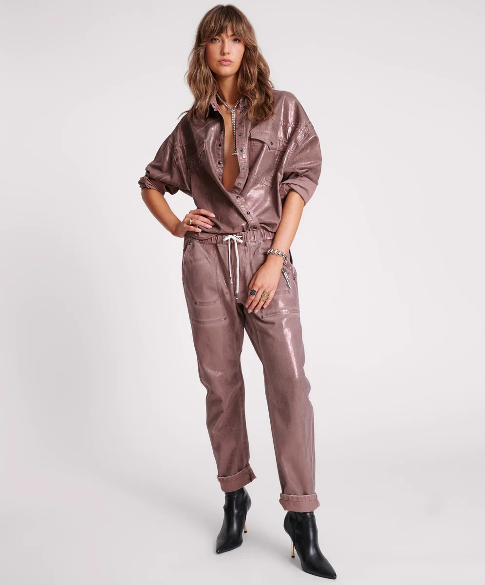 One Teaspoon Bronzed Western Daria Shacket Size S Bronze Chocolate RRP £180 image 5