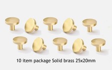 Brushed Brass Cabinet Drawer Knobs Modern Gold Solid Brass Pulls Set of 10