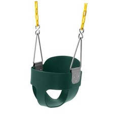 High Back Full Bucket Toddler Swing Seat with Yellow Coated No Cushion Green