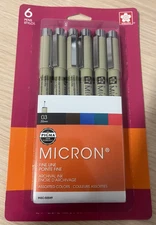 Sakura Pigma Micron Pens - Set of 6, Assorted Colors, 03