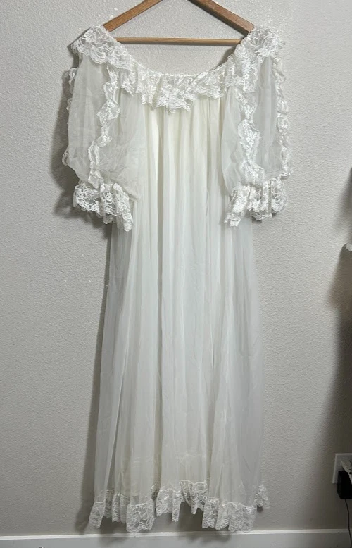 De Colección Tosca Lencería Negligee Peignoir Juego de 2 piezas Blanco Boudoir Novia EE. UU. M/L Bata Foto 3 de 4