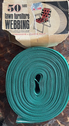 Vintage Green Lawn Furniture Webbing Sun Products ~50 Yards-Made in the USA