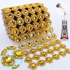Bling Ribbon, 4In X 3Yards Rhinestone Mesh Fabric Roll for Crafts, Mum Wrap T...