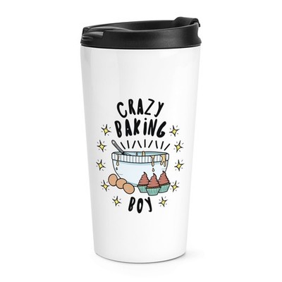 Crazy Baking Boy Sterne Reisebecher Tasse lustig Bäcker Koch Kuchen Cupcake Kinder
