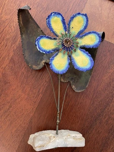 1967 Signed Curtis Jere Enamel Flower Power Mod Metal Art Sculpture 14”