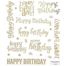 Gold Foil Script Happy Birthday Stickers