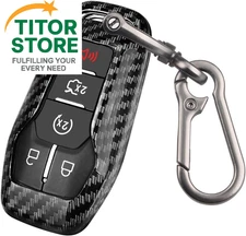 Ford Key fob Cover,Carbon Fiber Car Key Case Protector with Keychain Compatible