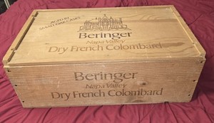 1981 Beringer Colombard Wooden Wine Crate with Lid-GREAT Embossed Branding!