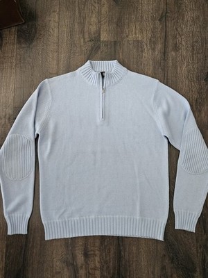 Bogner Sweater Mens Size L US / 52 EU Light Blue 1/4 Zip Pullover NEW!