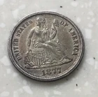 US 1877cc Silver Seated Liberty Dime 2.48 grams