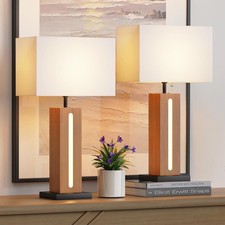 2 Modern LED Nightstand Lamps, Dimmable Touch Control Nightlight