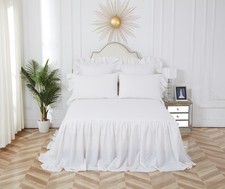 Ruffled Queen Bedspread White