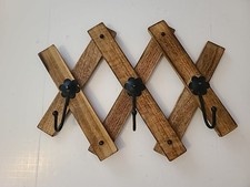 Vintage Wooden Accordion Expandable Folding Peg Mug Coat Hat Rack Wall Hanger