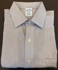 Brooks Brothers Regent Dress Shirt Men's 16.5 - 34 Check Non-Iron Supima Cotton