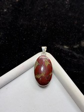 Natural Red Jasper  925 Sterling Silver Penda...