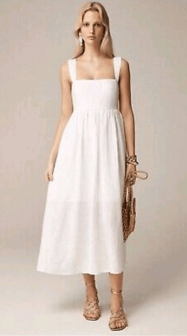 J. Crew Squareneck Midi Dress Size 22 Linen White Bridal NWT