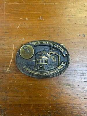Chesapeake & Ohio C&O Virginia Division Engineering Dept. 1986 Belt Buckle Brass