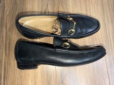 Gucci Vintage Loafers Mens Size EUR 45 D Black Leather Horsebit Slip On Dress