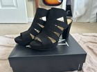 Naturalizer Women’s Etta Faux Suede Caged Strappy Heels. Black. Size 9. New. — photo 2
