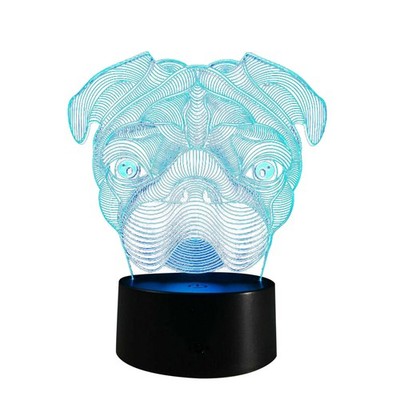 New Kids Toy Gift 3D Illusion Cute Pug Dog LED Night Light Table Desk Lamp t