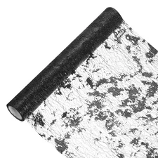 15 Feet Table Runner, Sequin Foil Thin Mesh Metallic Table Runner, Pure Black