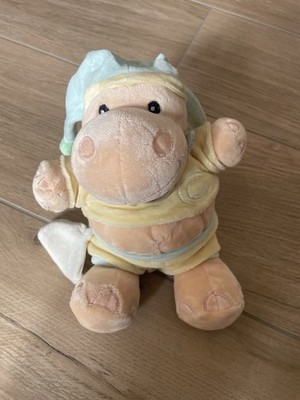 Doudou Peluche Hippopotame Babysun – Jaune Et Blanc – Hochet – Très Bon état