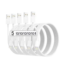 Estbuc [Apple MFi Certified 5pack 10FT Long Lightning Cable Fast Charging Hig...