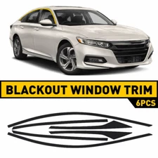 6Pcs KK Vinyl Black Delete Blackout Window Trim For 2018-2022 Honda Accord Sedan