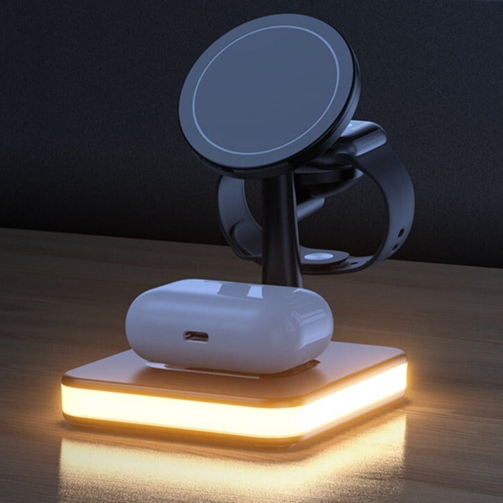 Chargeur sans fil 3 en 1 station de recharge rapide induction Qi