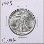 1943 50C Walking Liberty Half Dollar in Choice AU+ Condition #5131