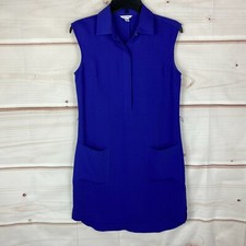 Calvin Klein Dress Womens XS Sleeveless Tank Shirt Purple Collar 1/4 Button