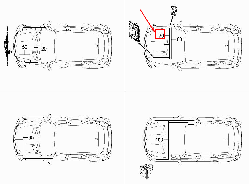 Neu MERCEDES-BENZ ML W166 Lüfter-Elektrokabelbaum A1664407735 Original