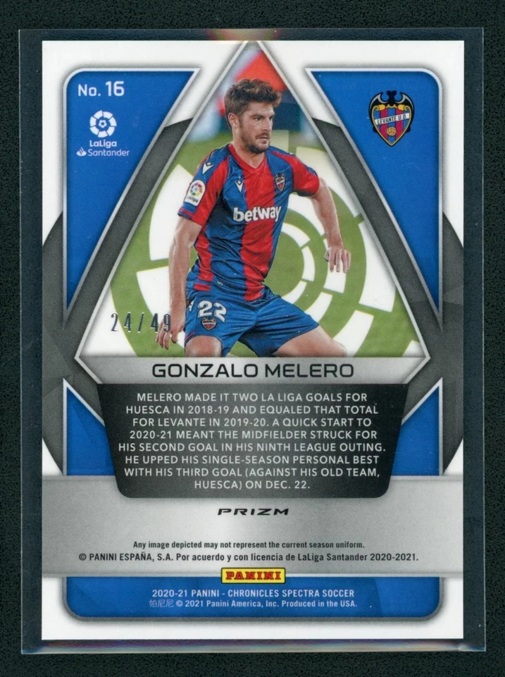 2020-21 GONZALO MELERO 24/49 PANINI CHRONICLES SPECTRA LALIGA SANTANDER ROOKIE - Image 2 of 2