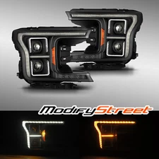 Fit 18-20 Ford F150 PRO-Series G2 DRL/Signal Projector Halogen Headlights Black