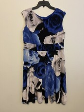 Dressbarn Womens Size 14 Dress Multi Color Floral Sleeveless Wear To Work 